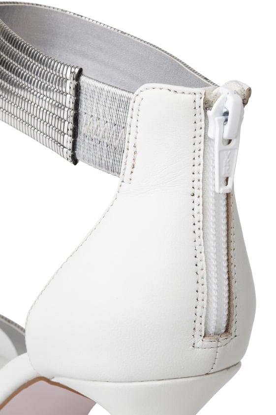 Azalea Heel in White Leather