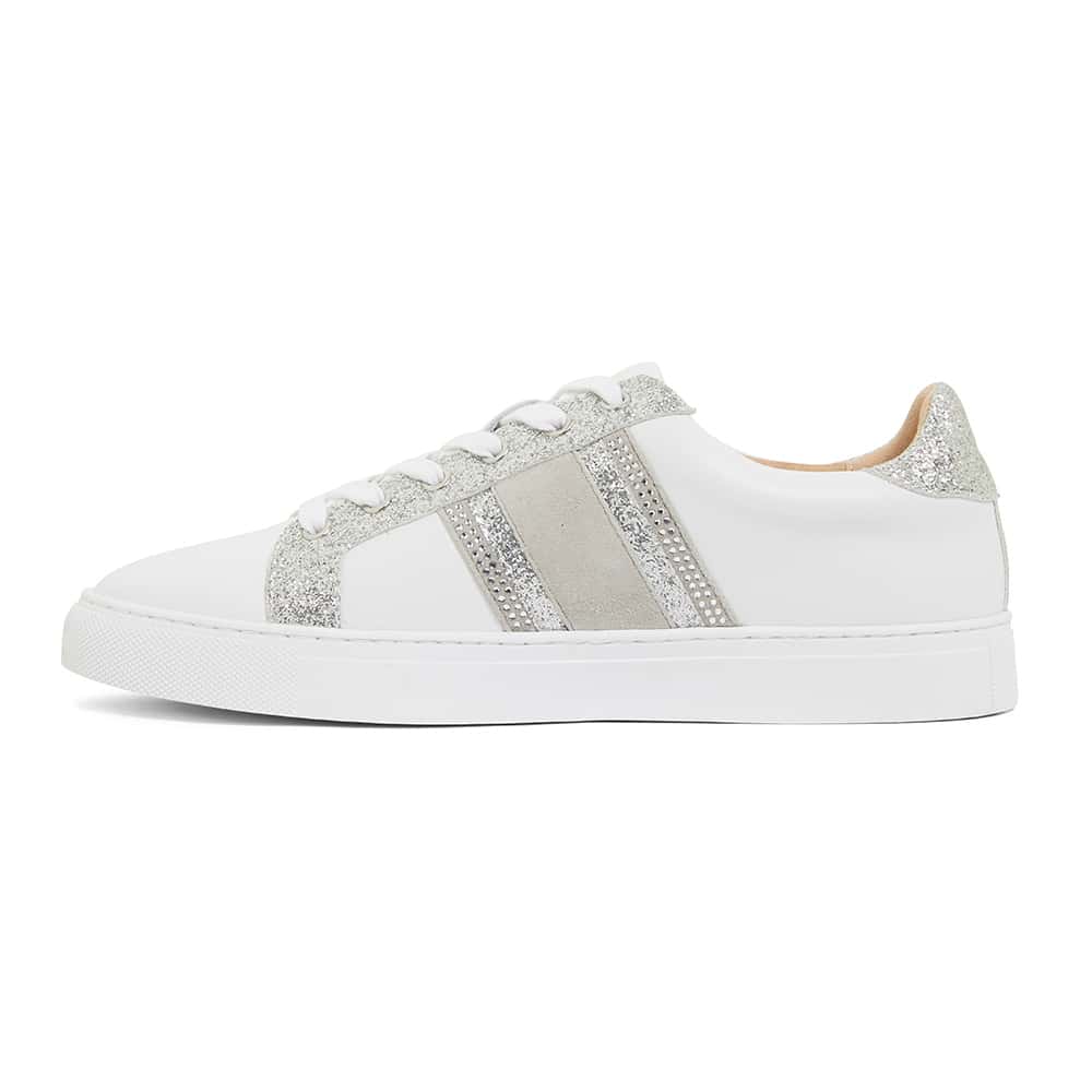 Daisy Sneaker in White And Silver Leather