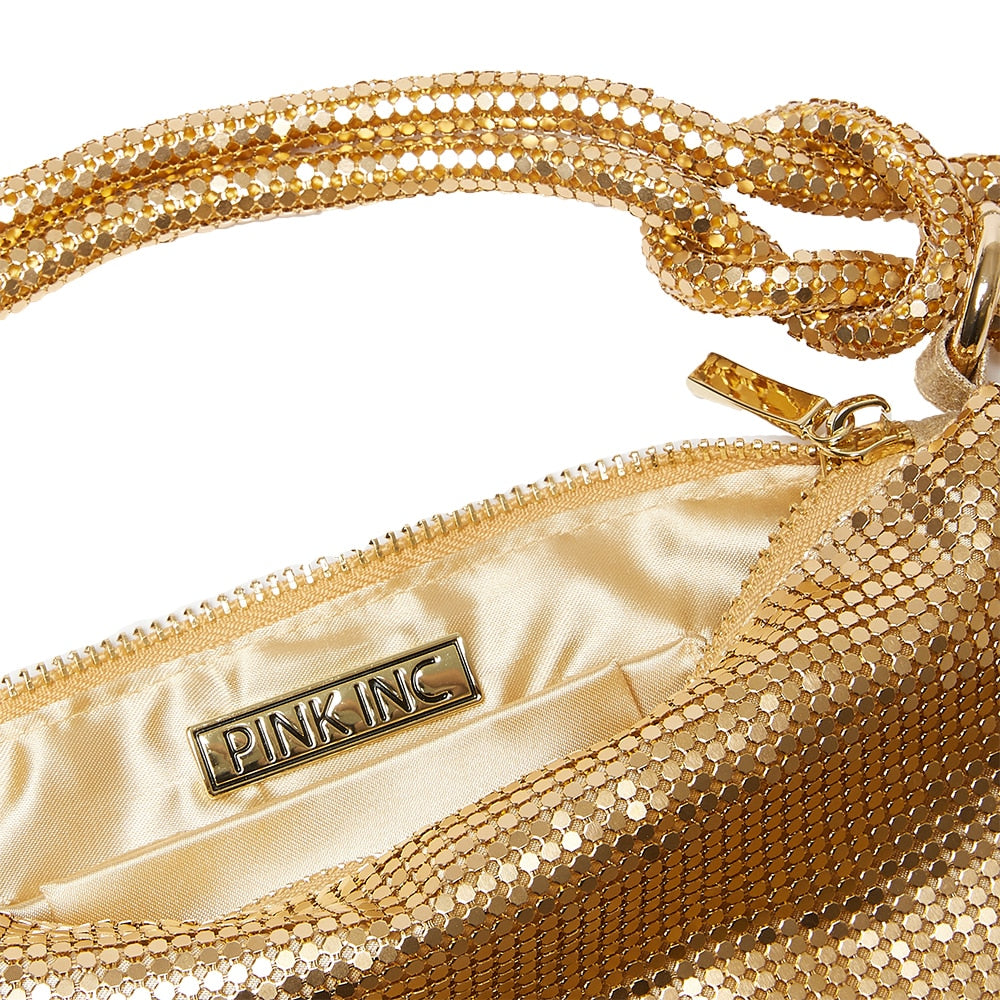 Swoon Handbag in Gold Mesh