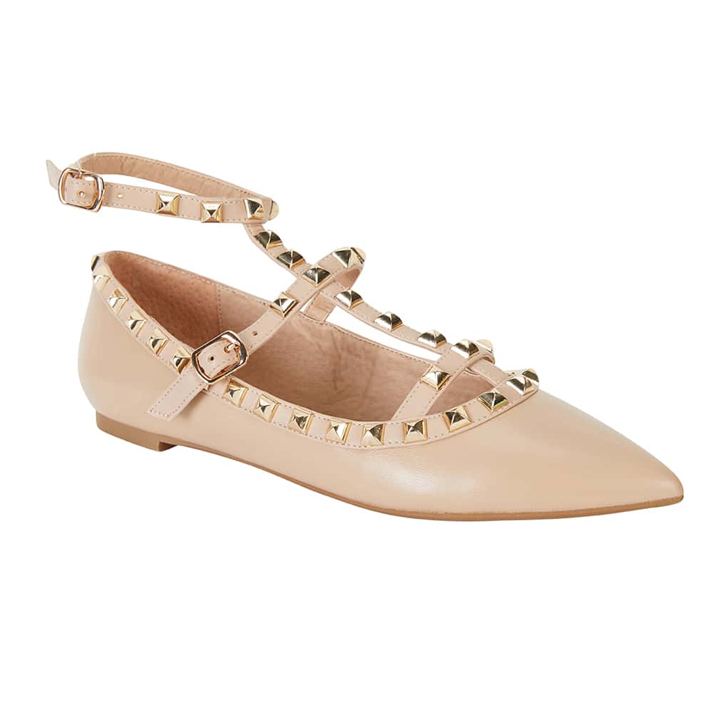 Inez Flat in Nude Leather