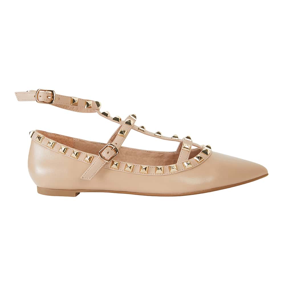 Inez Flat in Nude Leather