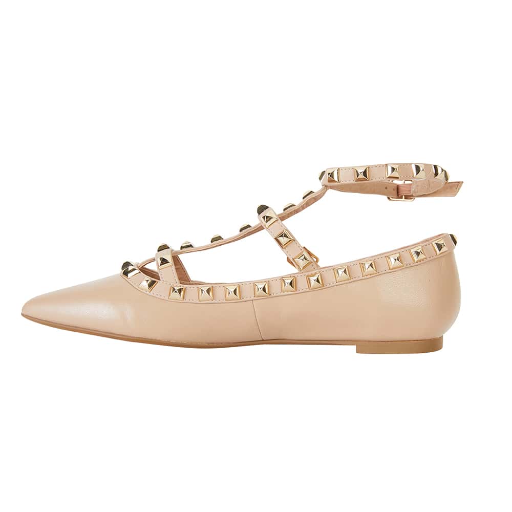 Inez Flat in Nude Leather