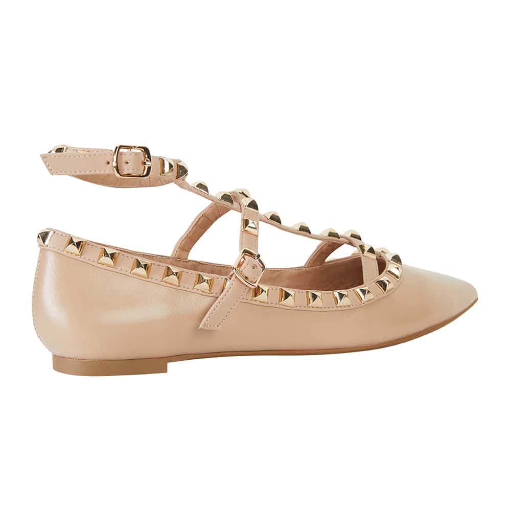 Inez Flat in Nude Leather