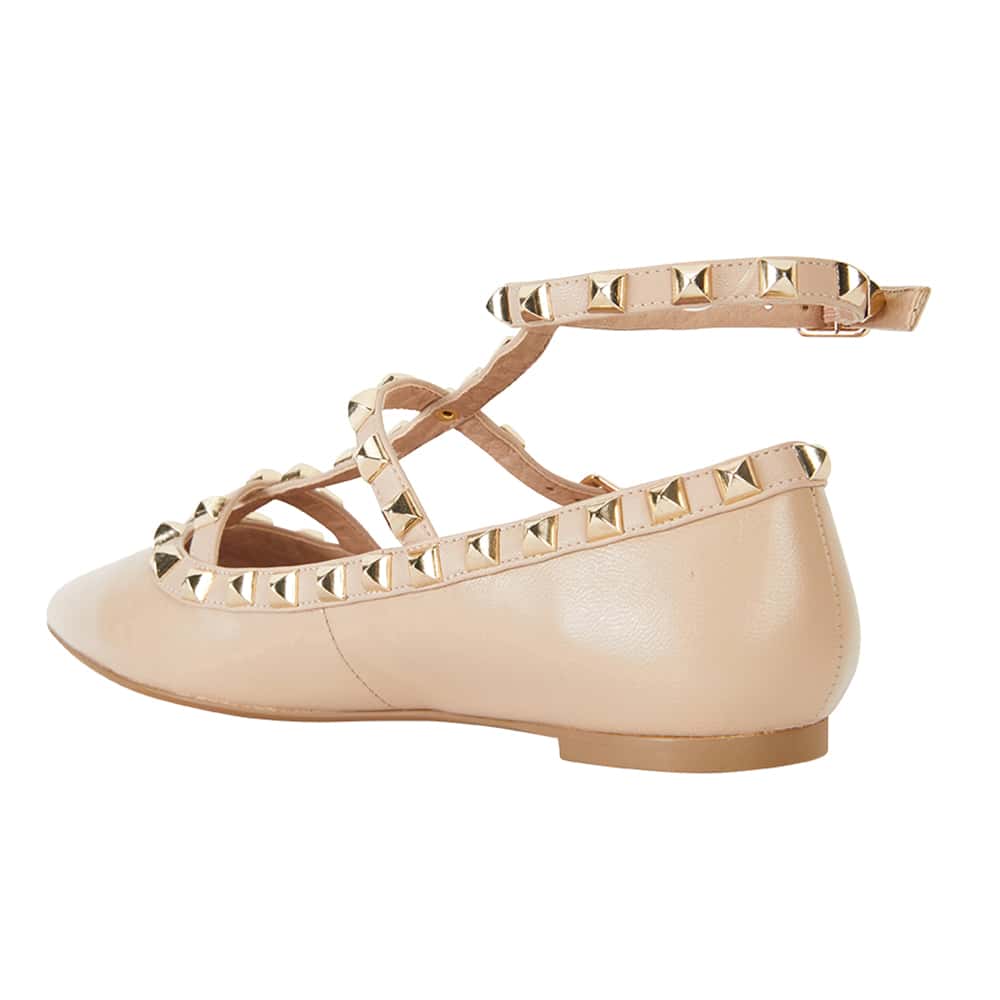 Inez Flat in Nude Leather