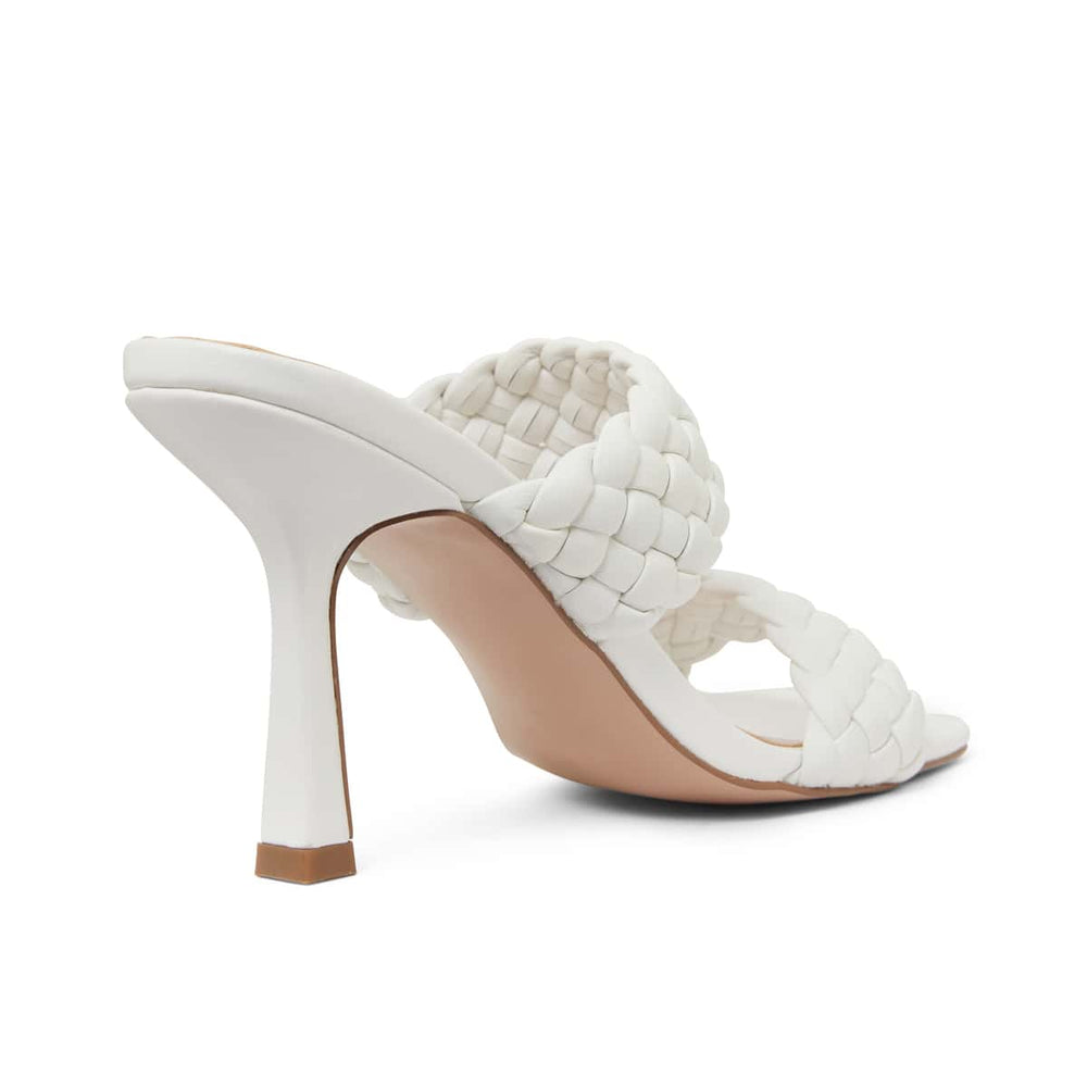 Jacinta Heel in White Weave Leather