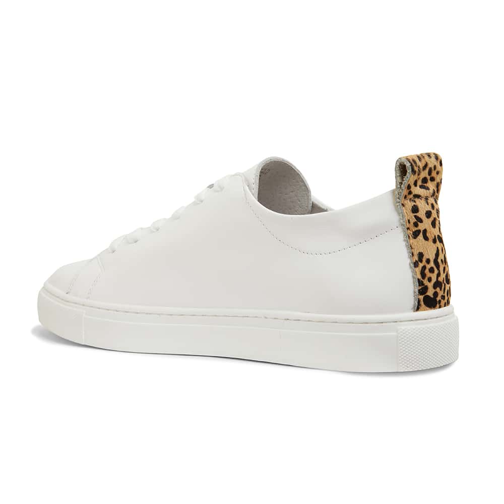 Love Sneaker in White And Animal Print Leather