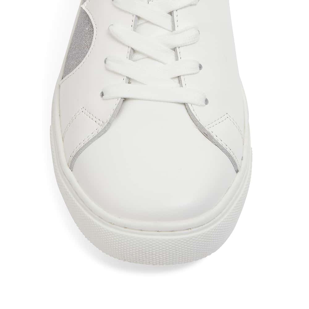 Love Sneaker in White And Silver Glitter Leather