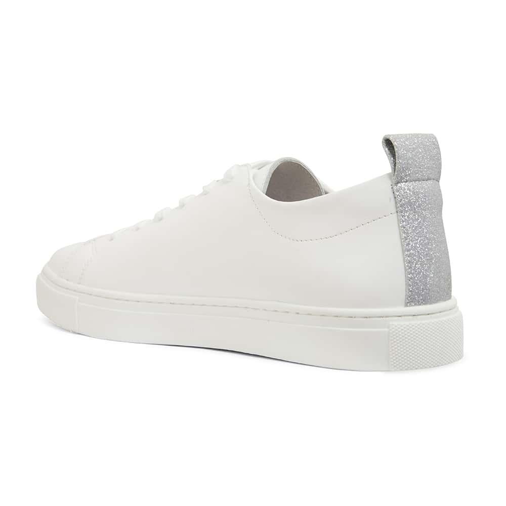 Love Sneaker in White And Silver Glitter Leather
