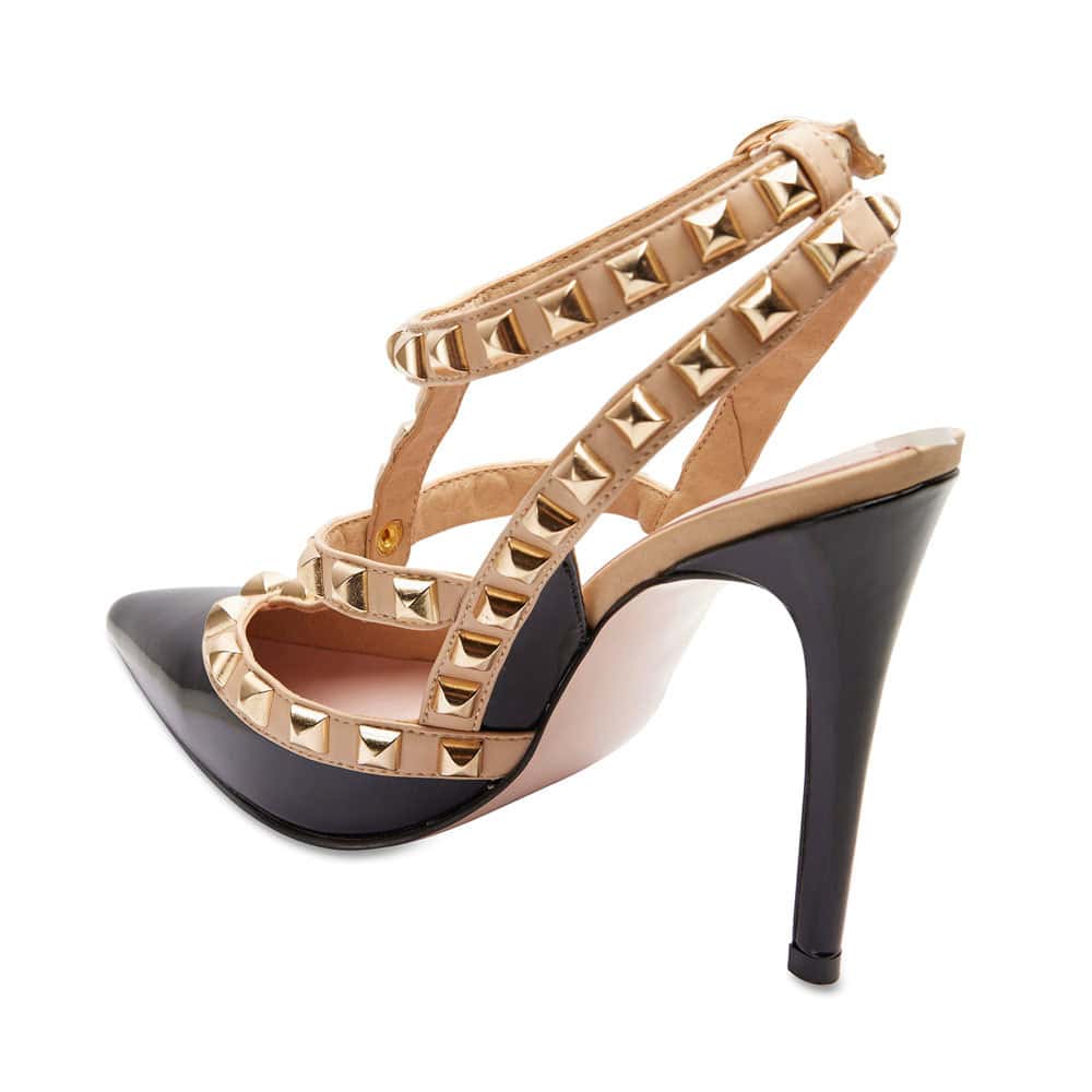 Saint Heel in Black And Nude Leather