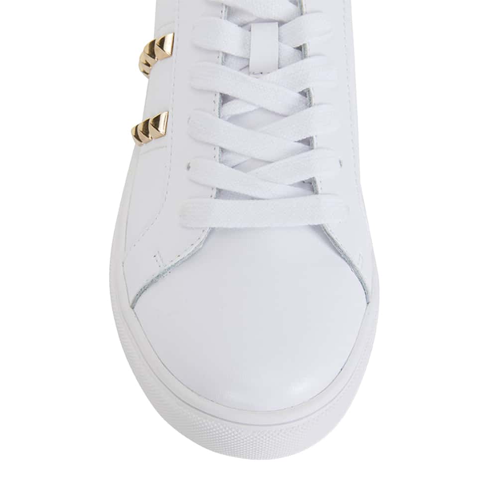 Savage Sneaker in White And Gold Leather