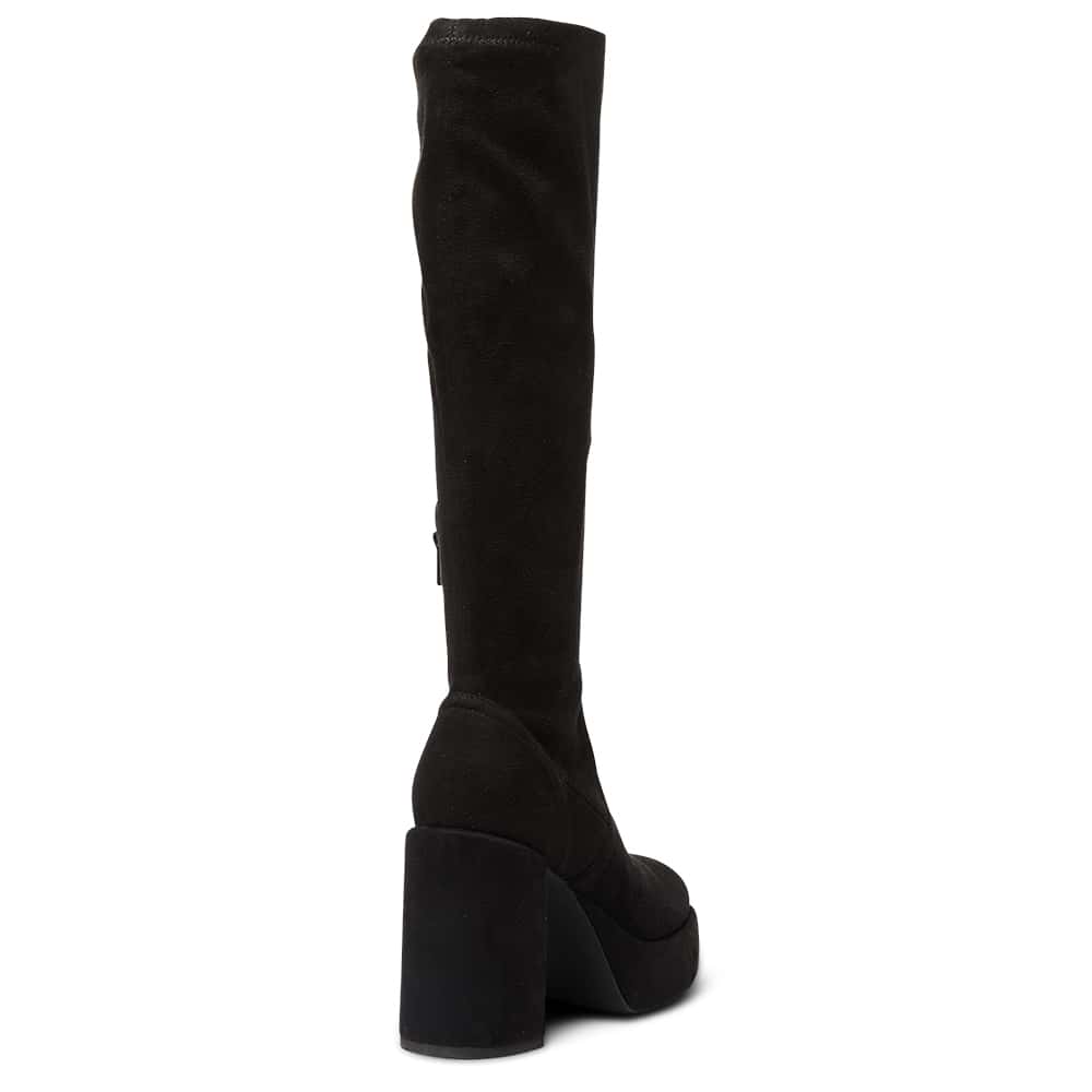 Benedict Boot in Black Stretch Suede