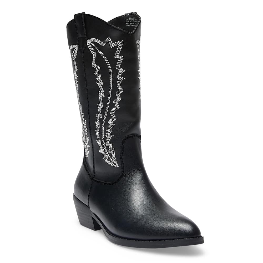 Cowboy Boot in Black And White Smooth