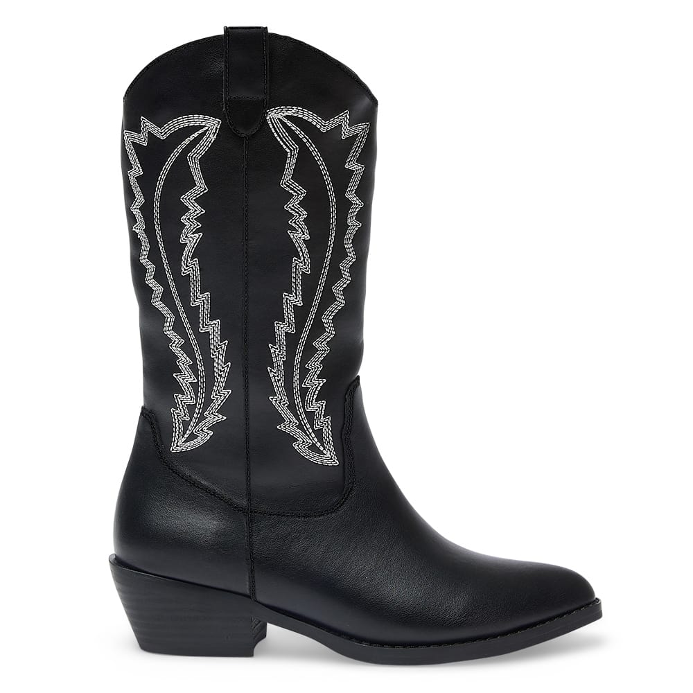 Cowboy Boot in Black And White Smooth