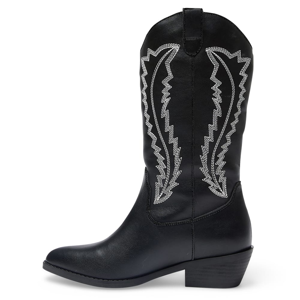 Cowboy Boot in Black And White Smooth