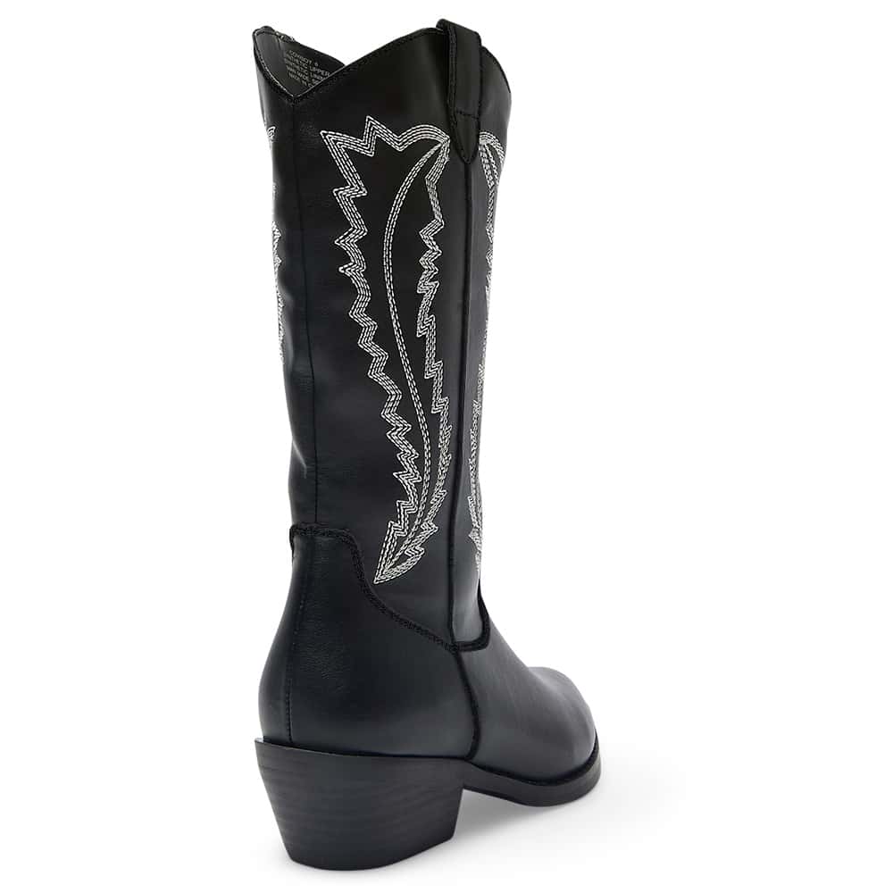 Cowboy Boot in Black And White Smooth