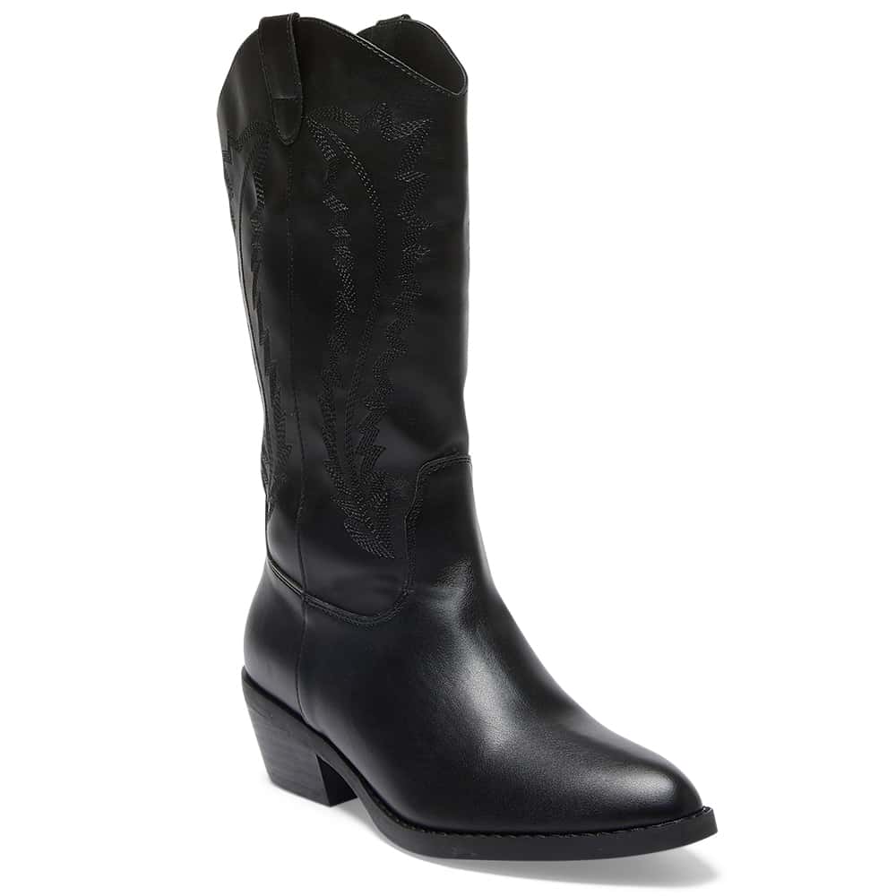 Cowboy Boot in Black Smooth