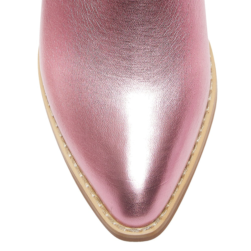Cowboy Boot in Ice Pink Metallic