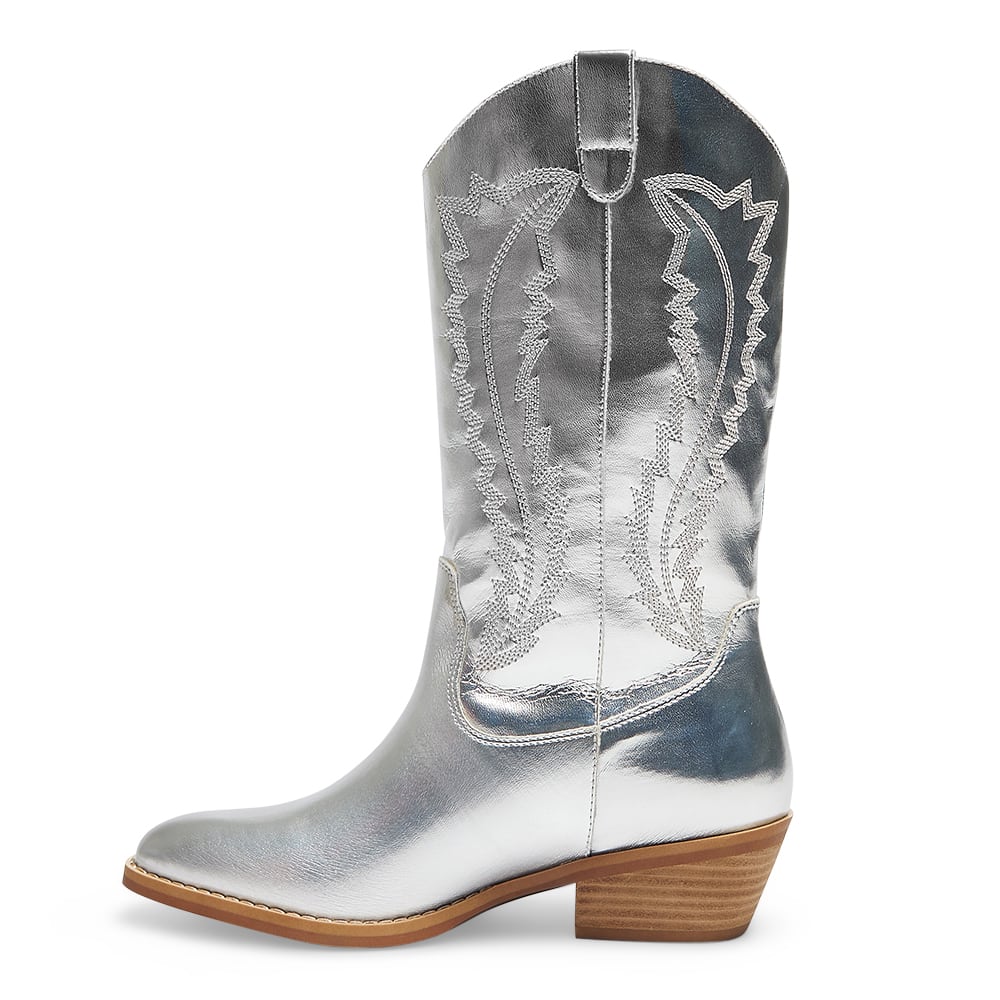 Cowboy Boot in Silver Metallic