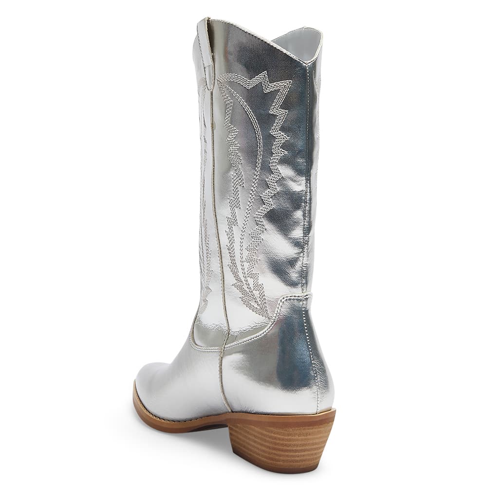 Cowboy Boot in Silver Metallic