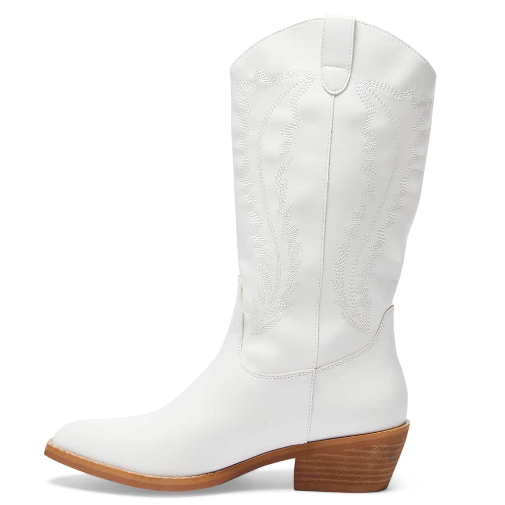 Cowboy Boot in White Smooth