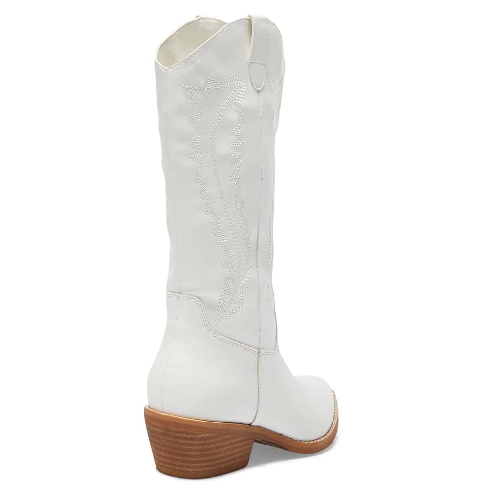 Cowboy Boot in White Smooth