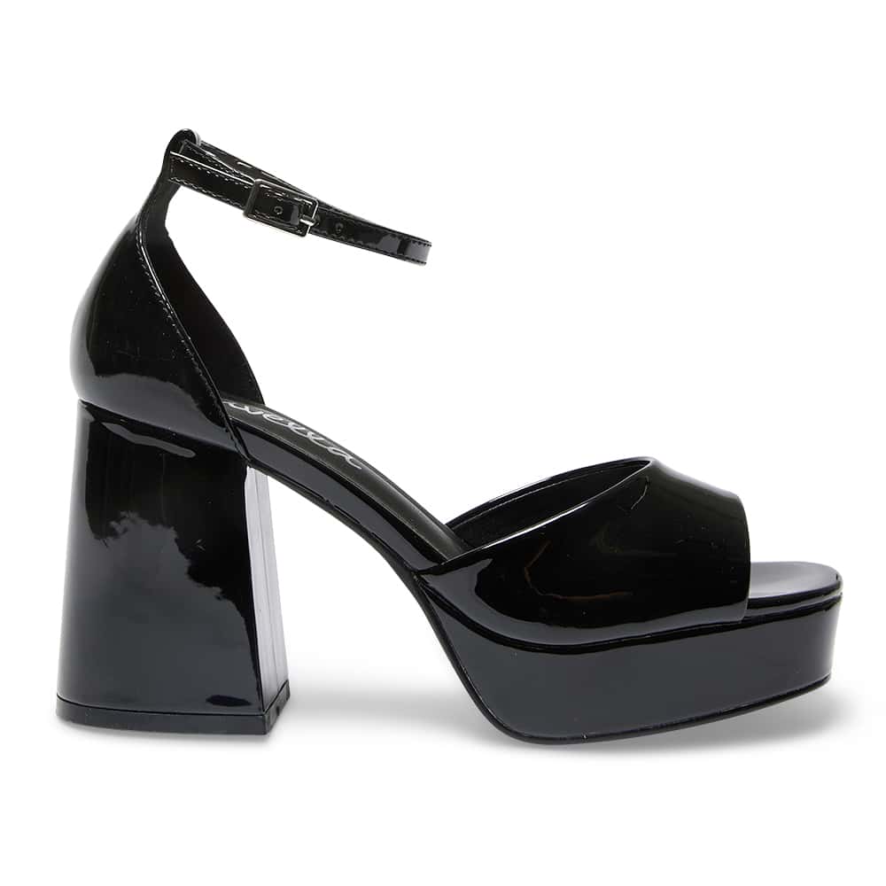 Crystal Heel in Black Patent