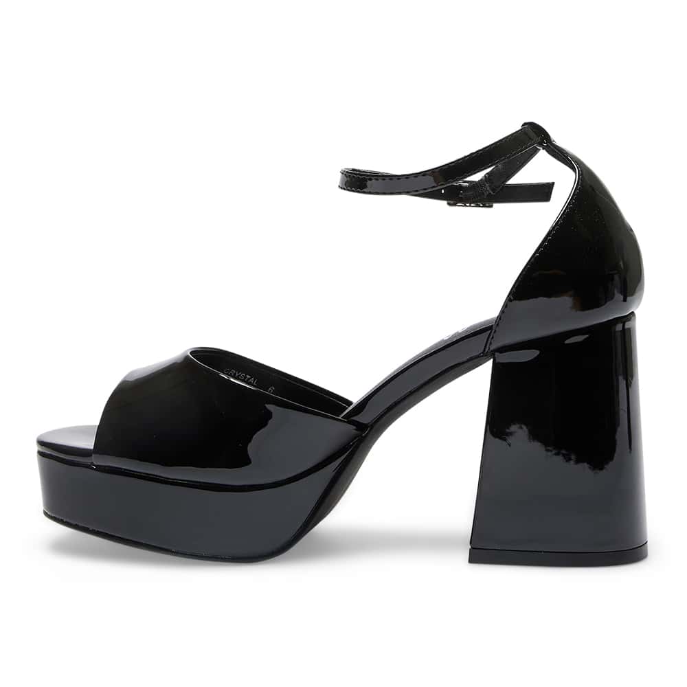 Crystal Heel in Black Patent