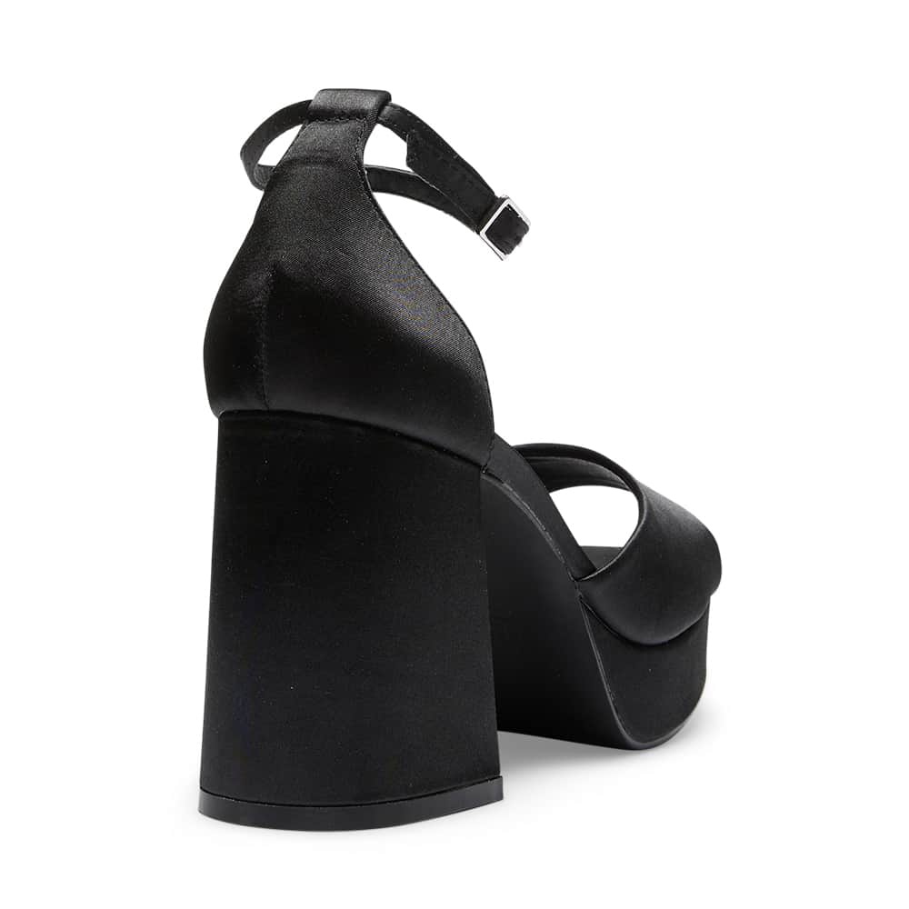 Crystal Heel in Black Satin