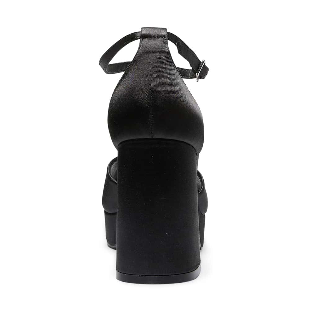 Crystal Heel in Black Satin