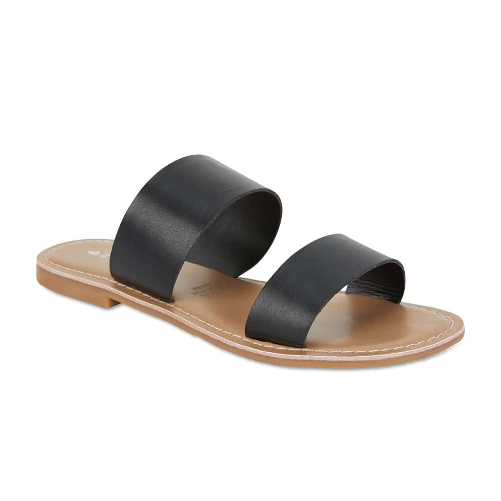 Izzy Slide in Black Smooth Leather