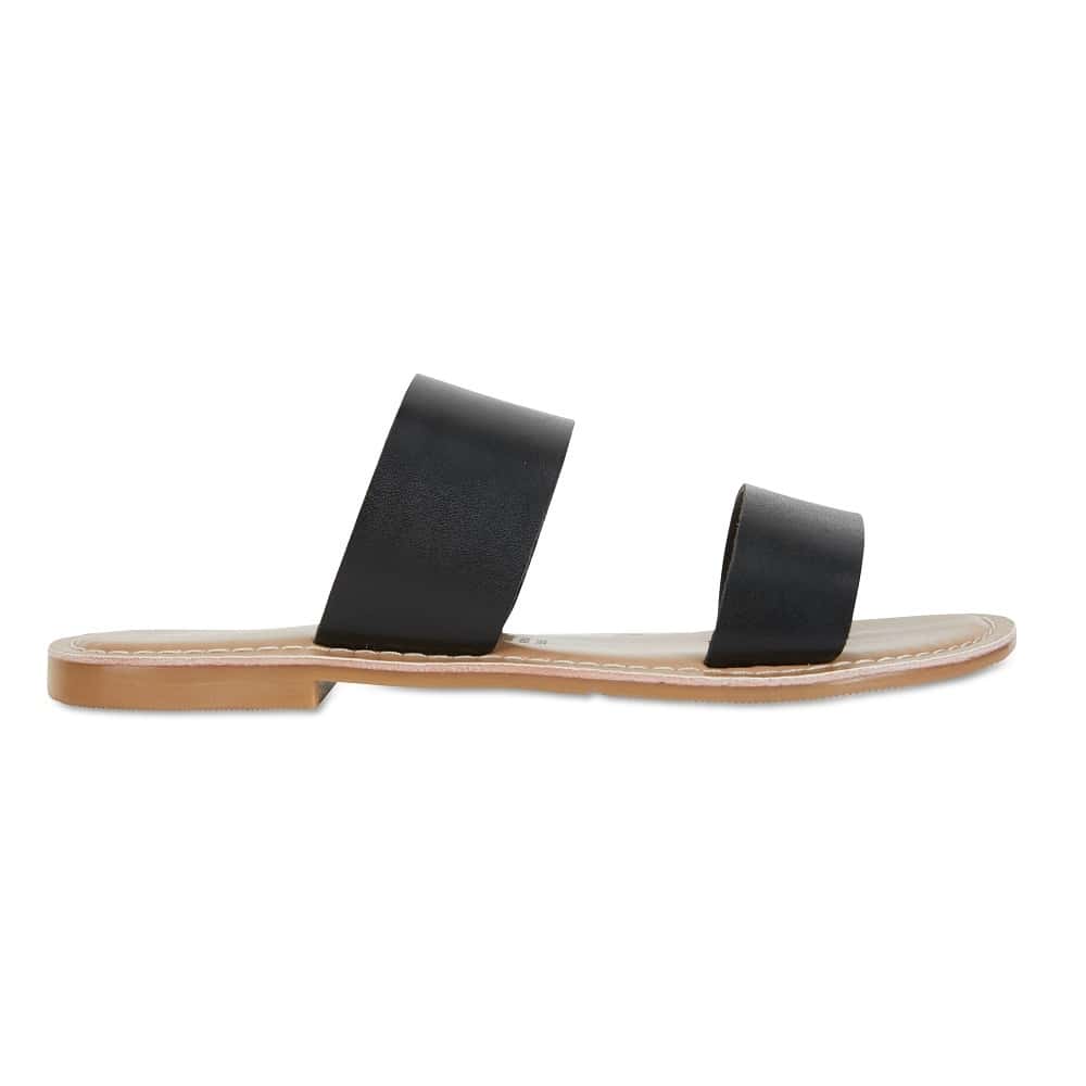 Izzy Slide in Black Smooth Leather