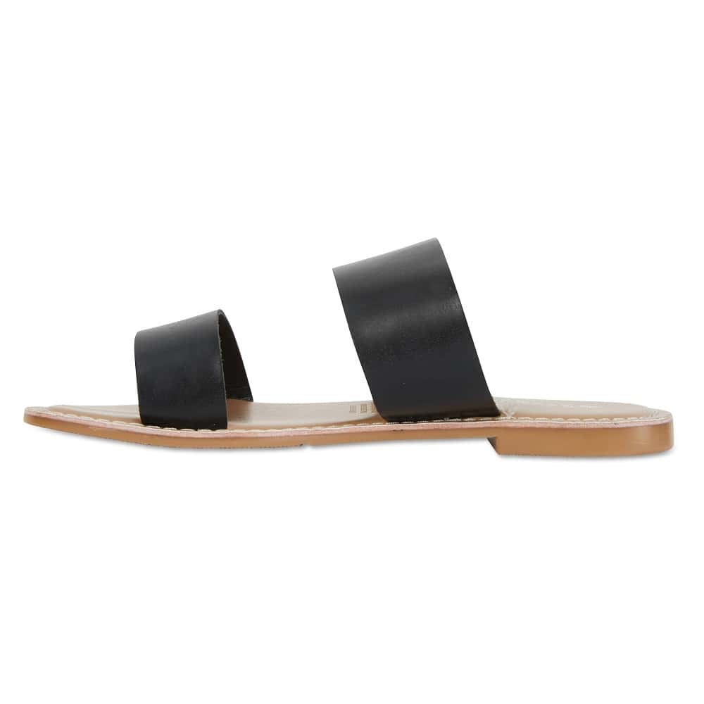 Izzy Slide in Black Smooth Leather