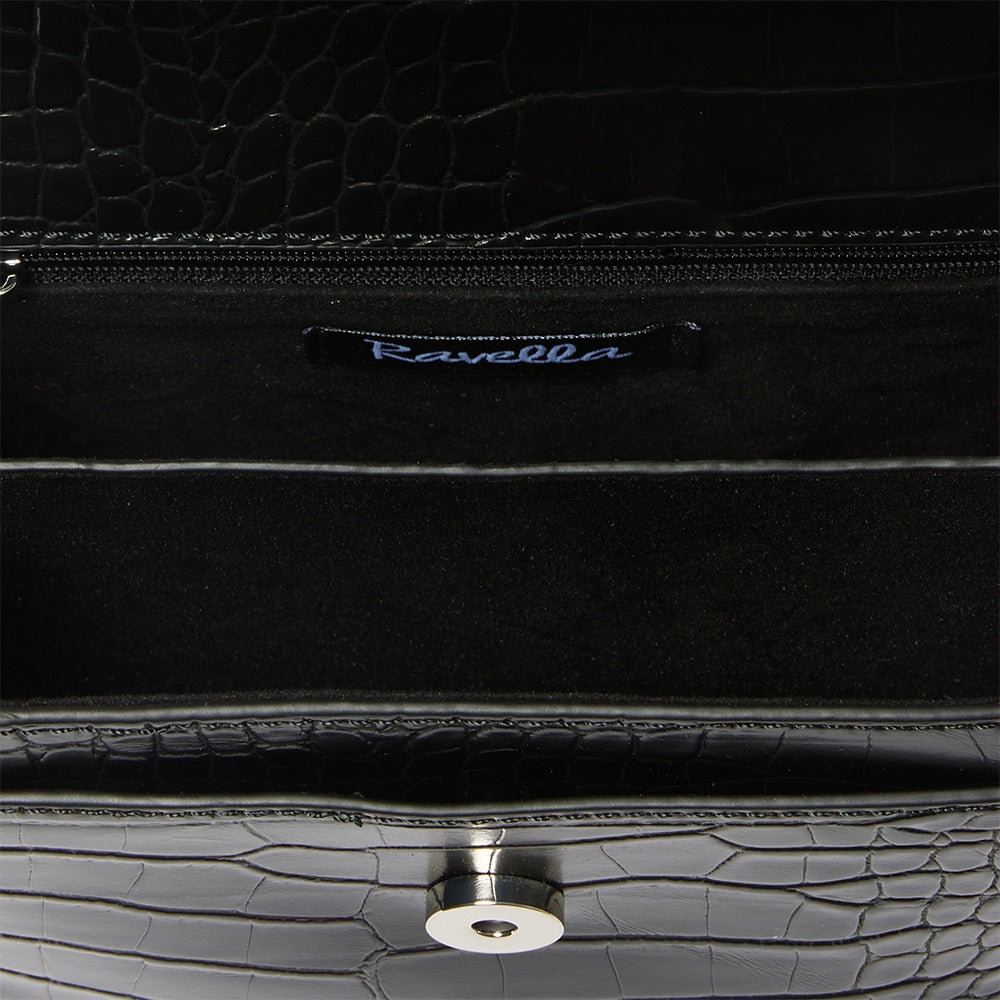 Jacki Handbag in Black Croc