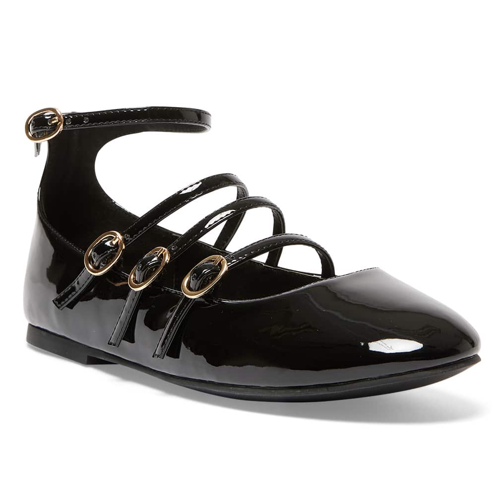 Layla Flat in Black Patent