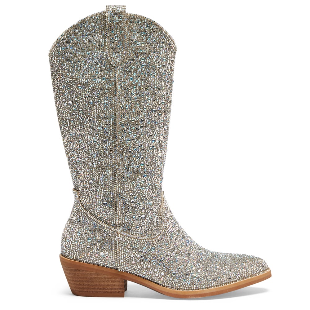 Parton Boot in Silver Rhinestone