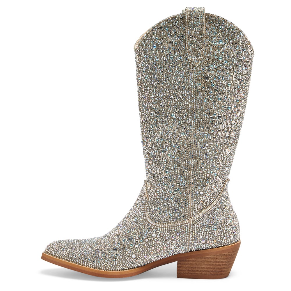 Parton Boot in Silver Rhinestone