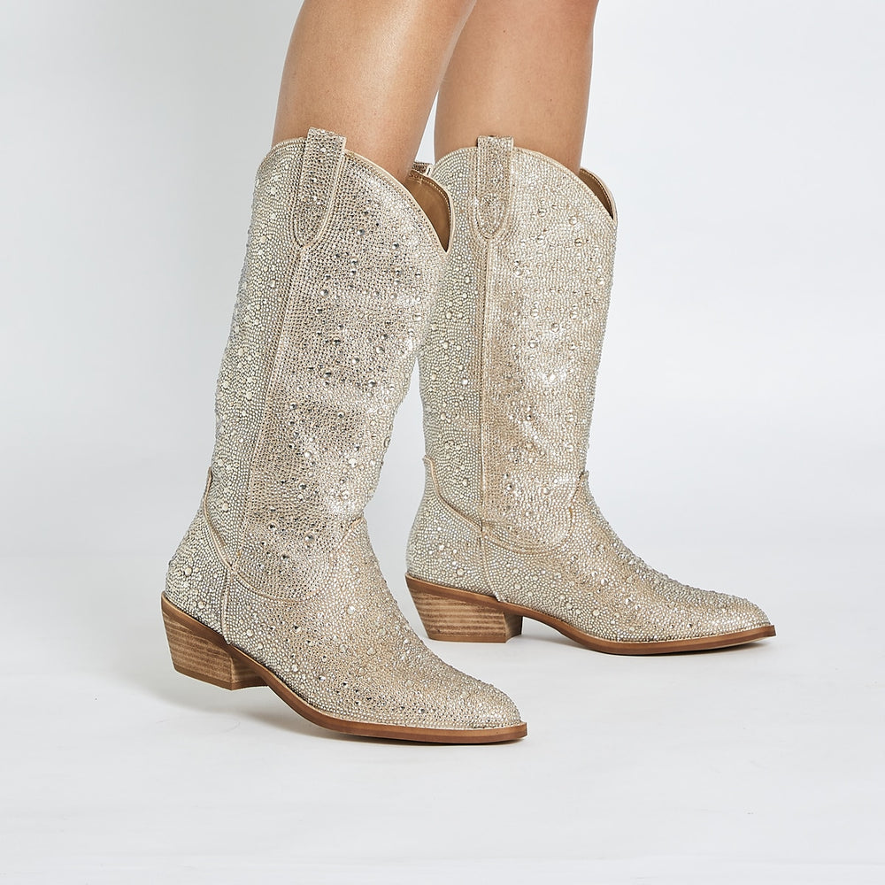 Parton Boot in Soft Gold Rhinestone