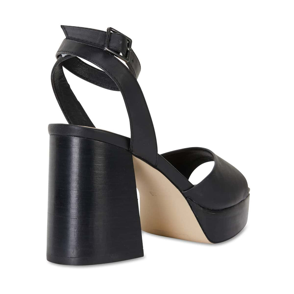 Piano Heel in Black Smooth