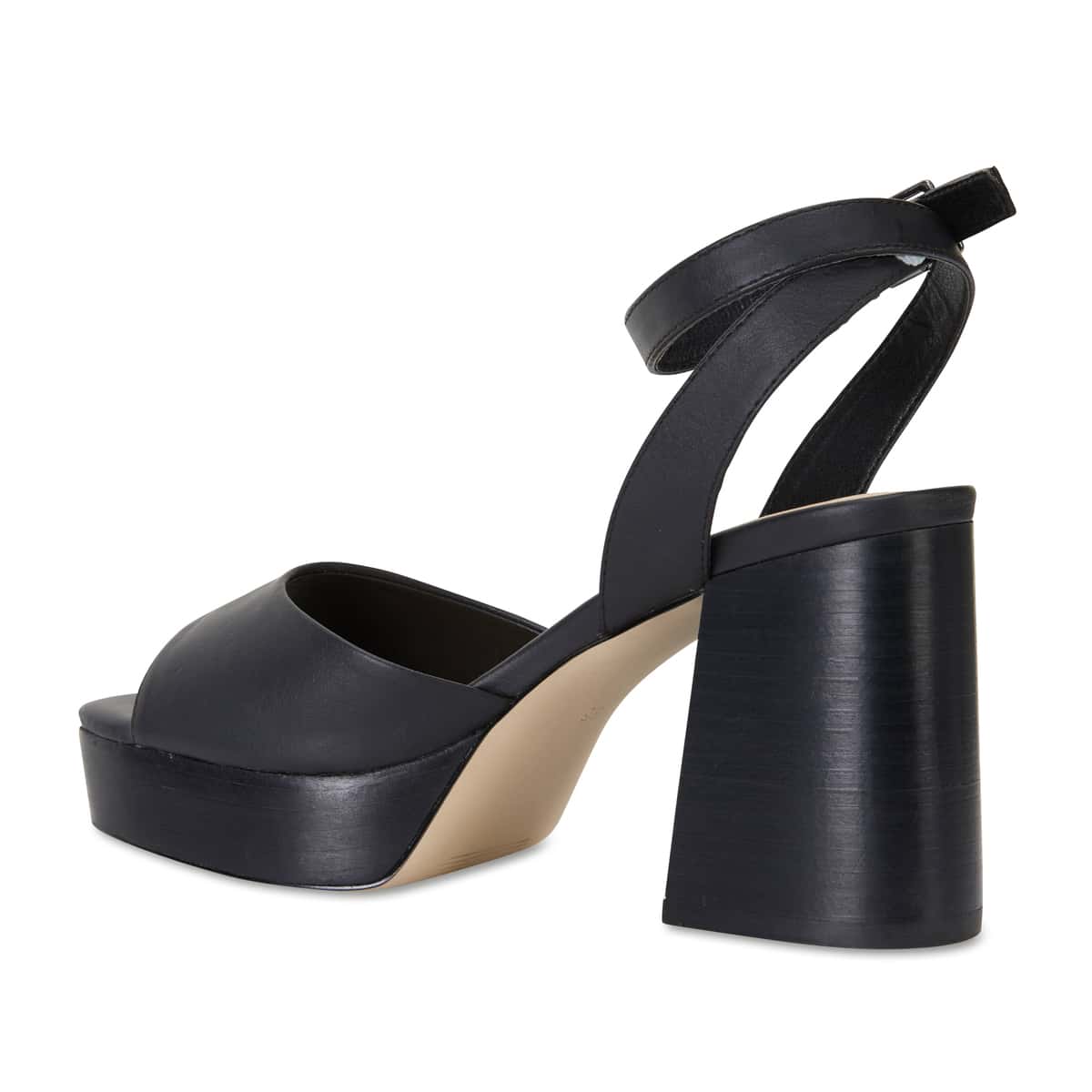 Piano Heel in Black Smooth