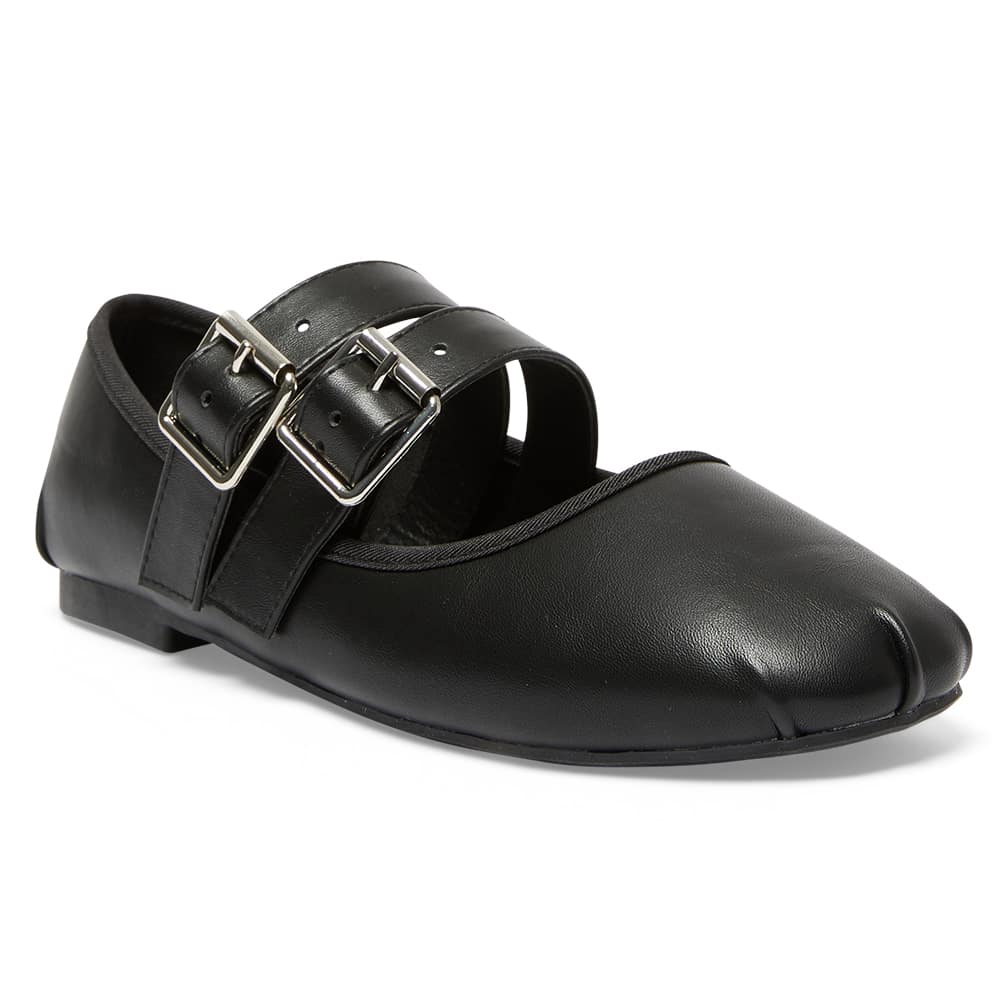 Renata Ballet Flat in Black Smooth
