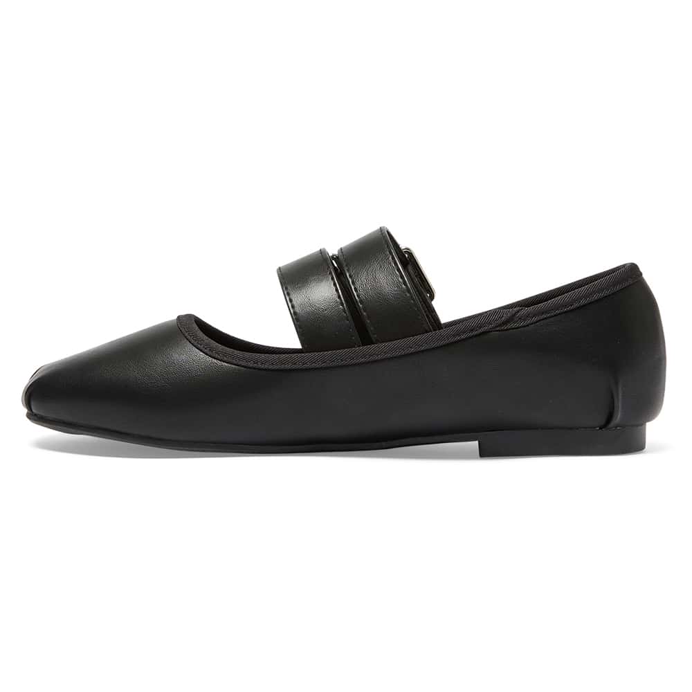 Renata Ballet Flat in Black Smooth