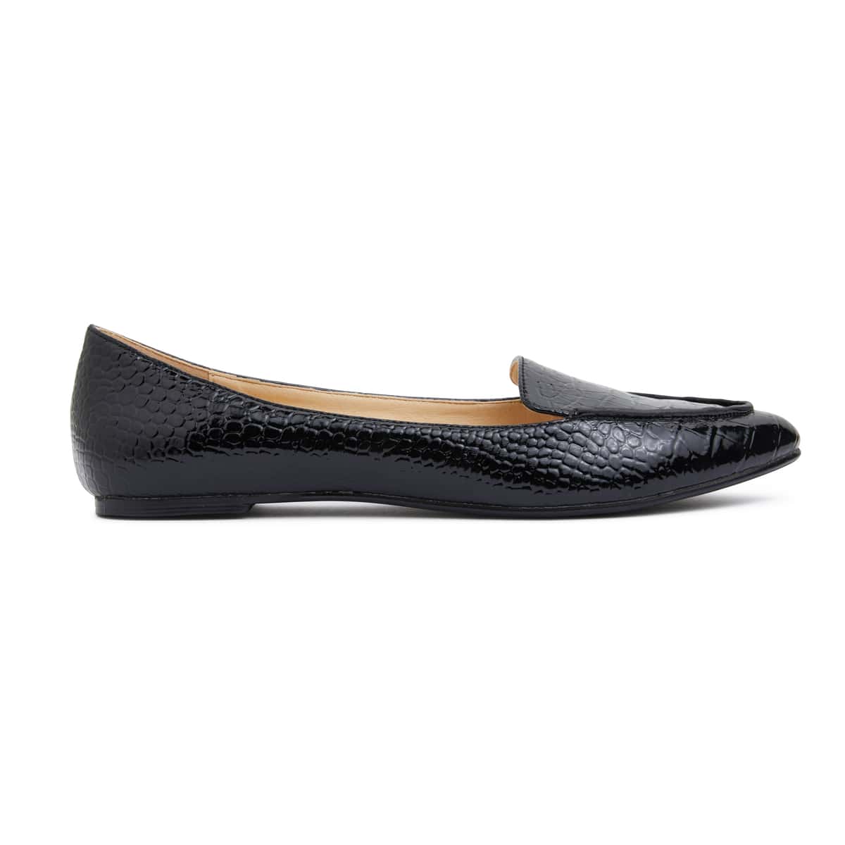 Reno Ballet Flat in Black Croc