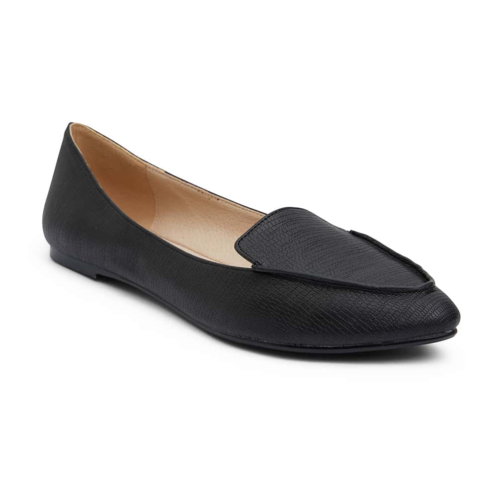 Reno Ballet Flat in Black Lizard
