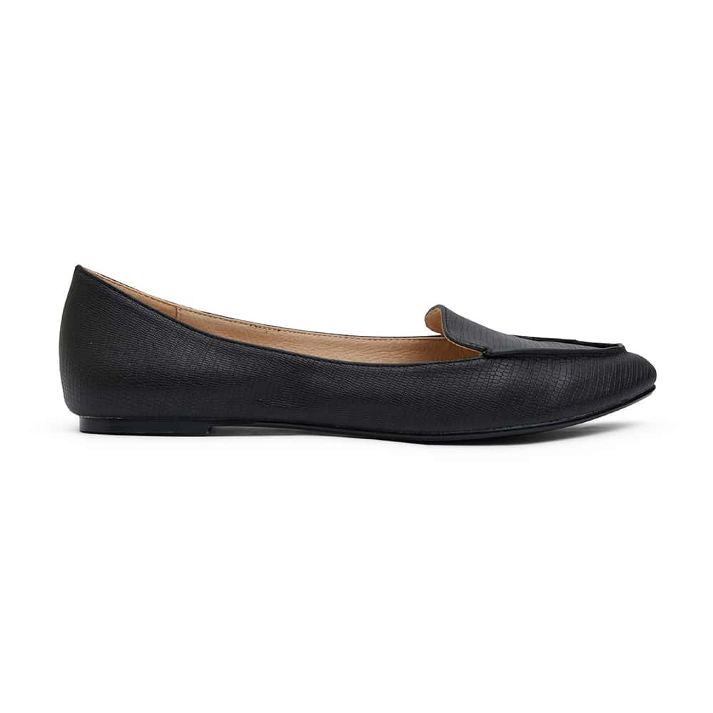 Reno Ballet Flat in Black Lizard