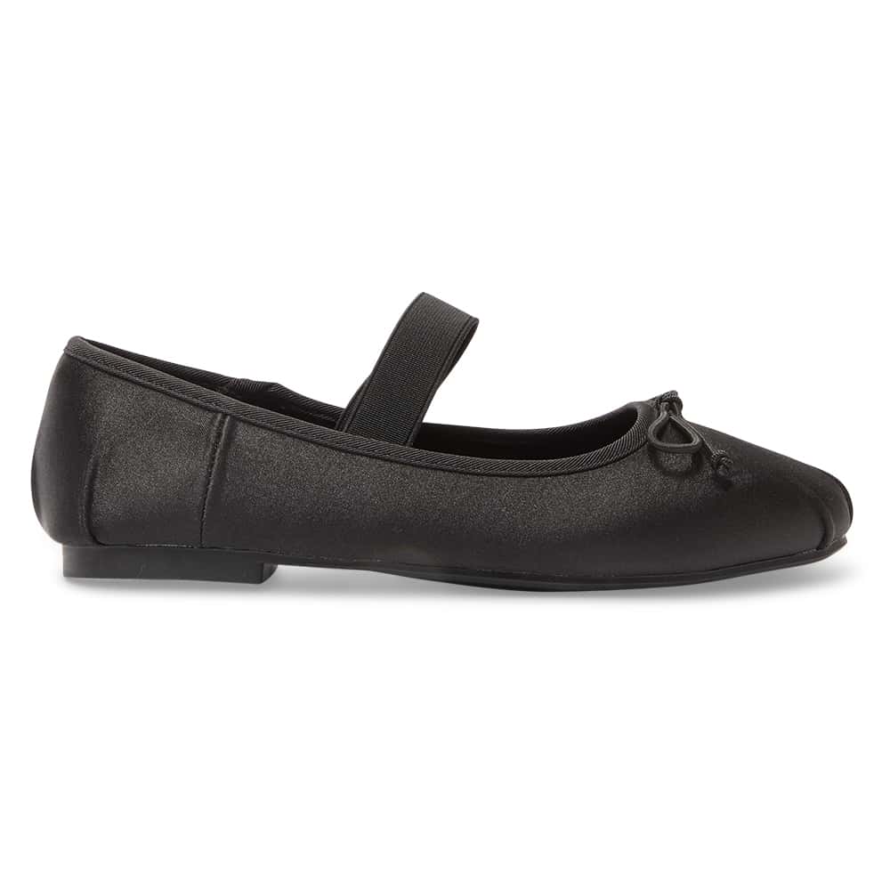 Rose Flat in Black Satin