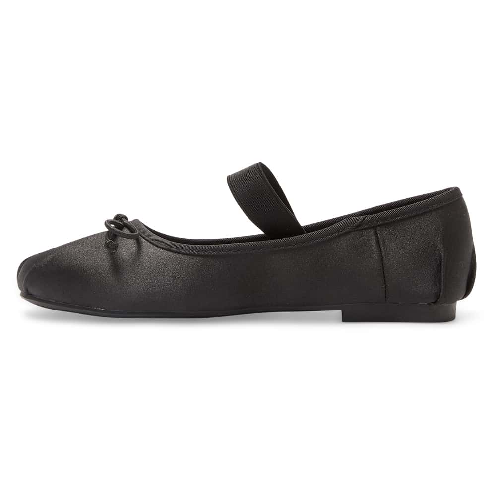 Rose Flat in Black Satin
