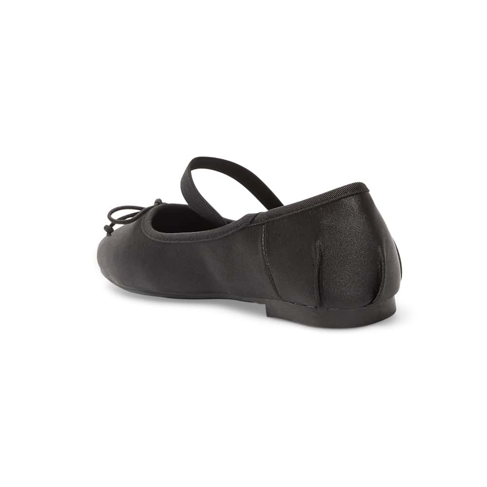 Rose Flat in Black Satin