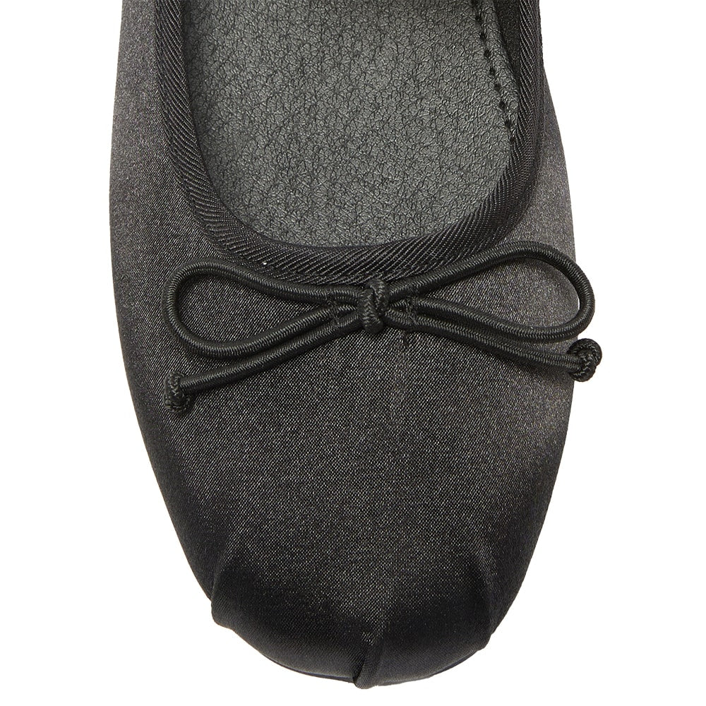 Rose Flat in Black Satin