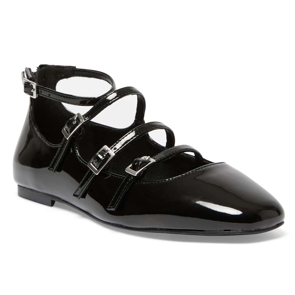 Samira Flat in Black Patent