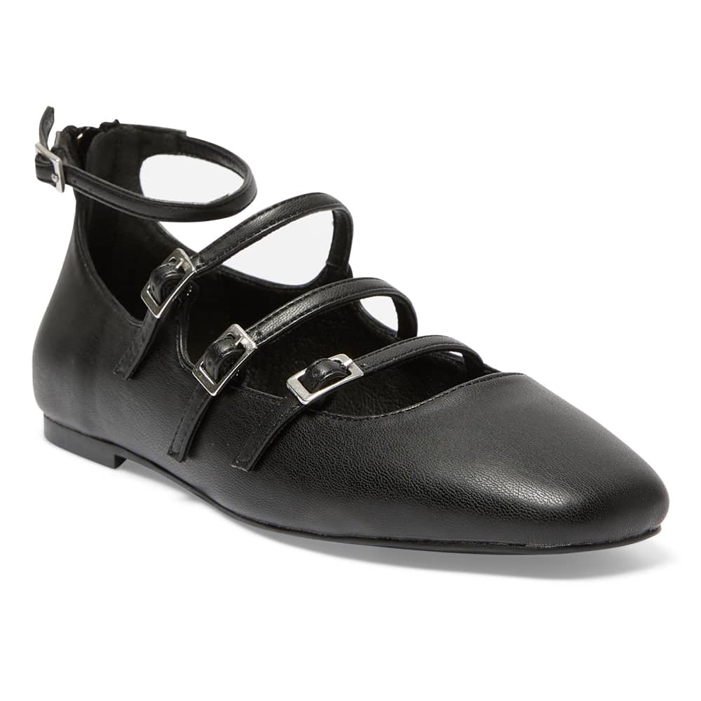 Samira Ballet Flat in Black Smooth
